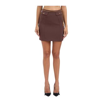 Elisabetta Franchi Short Skirts, female, Brown, Size: XL Chain Detail Mini Skirt