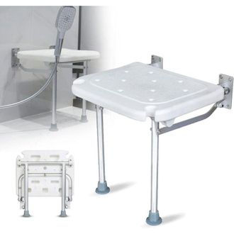 Elle Asiento De Ducha Plegable De Pared - Soporta Hasta 440 Kg - Dimensiones: 40 X 32 X 42 Cm - Tubo De Aluminio - Antideslizante Para Mayor Seguridad