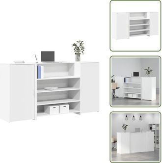 vidaXL The Living Store Scrivania per Reception Bianca 200x50x103,5 cm in Legno Massello - Bancone reception