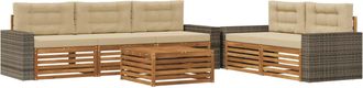 vidaXL Conjunto De Sof&aacute;s De Exterior 6 Uds. Natural Y Beige Vidaxl