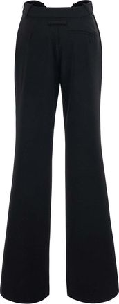 Jean Paul Gaultier Womens Wavy Waist Trousers Black Tech Fabric Polyamide