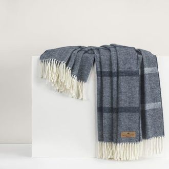 Lands Downunder Montauk Stripe Herringbone Throw in Navy at Nordstrom