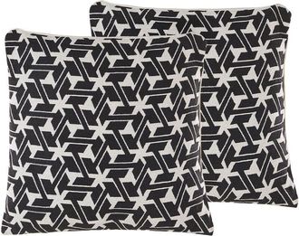 Beliani Conjunto De 2 Cojines Decorativos Blanco Y Negro Algod&oacute;n 45 X 45 Cm Fundas Extra&iacute;bles Relleno De Poli&eacute;ster Andirin