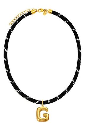 Petit Moments Bubble Initial Pendant Cord Necklace in Black-G at Nordstrom