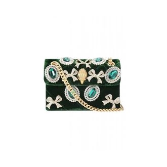 Kurt Geiger Tassen, Dames, Groen, ONE Size, Mini Velvet Kensington Bag
