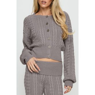 Princess Polly Baleigh Cable Stitch Cardigan in Grey at Nordstrom, Size X-Small