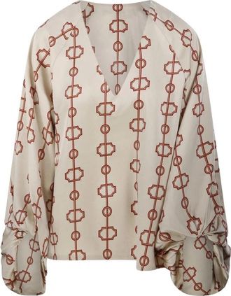 By Malene Birger Salia Blouse - Dames - Blouses - Beige - S - Polyester - Overhemden