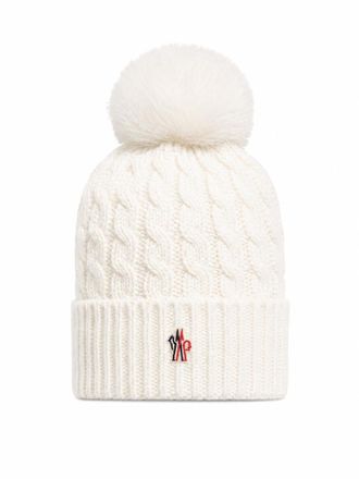 Moncler White Logo Beanie Cap