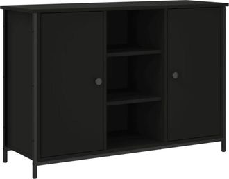 vidaXL Aparador de madera de ingeniería negro 100x35x70 cm Vidaxl