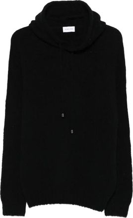 Scaglione Hooded Ribbed Sweater - Heren - Hoodies - Zwart - 2XL - Wol - Hoodies & sweatvesten
