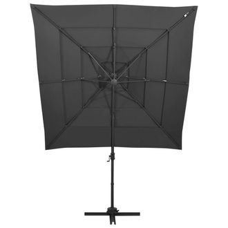 Berkfield Home 4-Tier Parasol with Aluminium Pole Anthracite 250x250 cm in Charcoal