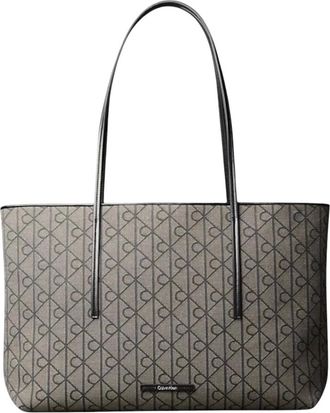 Calvin Klein Bolso Tote Emblem Jacquard - Bags - Mujer - Beige - ONE SIZE