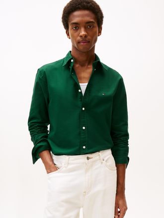 Tommy Hilfiger Langarmhemd TOMMY HILFIGER SOLID HERITAGE OXFORD Regular Fit SHIRT, Herren, Gr. XXL, N-Gr, ornamental gr&uuml;n, ornamental gr&uuml;n solid, Web, Obermaterial: 