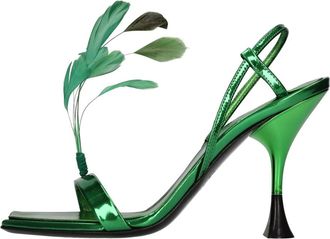 3Juin Sandalen Groen - Dames - Sandalen met hakken - Groen - 36 EU - Leer - Schoenen