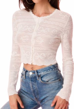 LoveShackFancy Gretta Long Sleeve Cardigan In Ivory