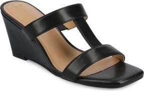 Journee Collection Clodie T-Strap Wedge Sandal in Black Clodie at Nordstrom Rack, Size 9.5