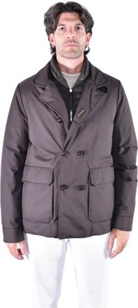 Moorer Sahariana Double-Breasted Jas - Heren - Mantel - Bruin - M - Su&egrave;de - Jassen