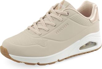 Skechers Womens Uno - Shimmer Away Sneaker, Natural, 6.5 UK