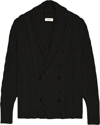 A Paper Kid Cardigans, male, Black, Size: L Stylish Knitted Coat in Black