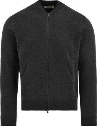 FILIPPO DE LAURENTIIS Full-zip Bomber Jacket - Heren - Vesten - Grijs - L - Wol - Truien & Vesten
