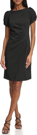 Karl Lagerfeld Short Sleeve Crepe Sheath Dress in Black at Nordstrom, Size 12