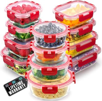 Zulay Kitchen 12-Pack Leakproof Glass Storage Containers with Lids