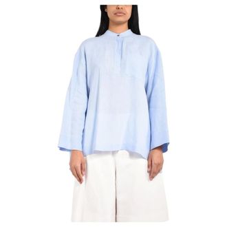 Max Mara Washed Linen Blouse - female - Max Mara - Blouses - Blue - XS - Blouses & Shirts
