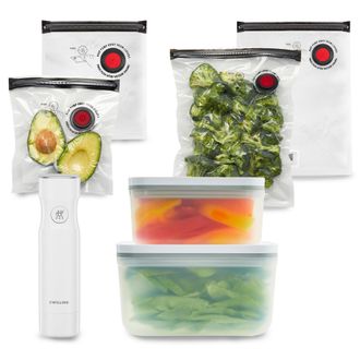 Zwilling Fresh & Save Vacuum Sealer Machine Starter Set, Sous Vide Bags, Meal prep, Airtight Food Storage Containers