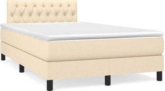 vidaXL Vidaxl - Cama Box Spring Con Colch&oacute;n Tela Color Crema 120x190 Cm