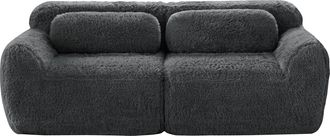 STILVORA Sof&aacute; Modular 2 Plazas En Tela Aterciopelada Con Base Antideslizante, Asiento Amplio Y 2 Cojines, Gris