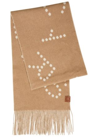 Stella McCartney Stella Mccartney Logo Fringed Wool Scarf - Camel - One Size