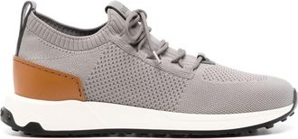 Tod's lace-up sock sneakers - men - Calf Leather/Rubber/other fibers/Leather/Other fibres - 7 - Grey