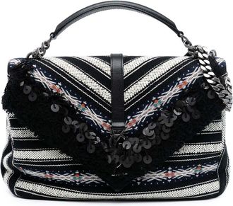 Saint Laurent Pre-owned Saint Laurent Large Chevron Berber Monogram College Satchel Ladies ARS487212A.1017