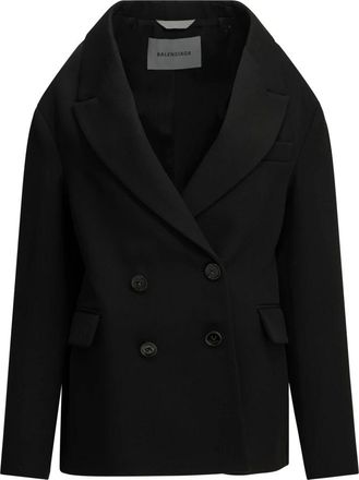 Balenciaga Stola Blazer - Dames - Jassen - Zwart - Maat: S Zijde