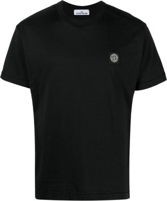 Stone Island Compass-appliqué cotton T-shirt - men - Cotton - L - Black