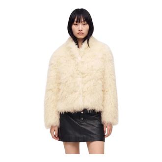 Guess Giacca Simona in finta pelliccia effetto Mongolia - - Jackets - Donna - Bianco - L