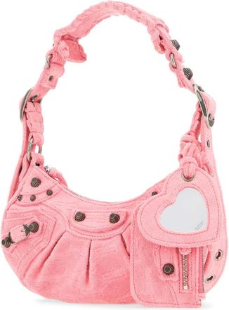 Balenciaga Womens Pink Terry Fabric Le Cagole Xs Shoulder Bag 5812 Borse A Mano