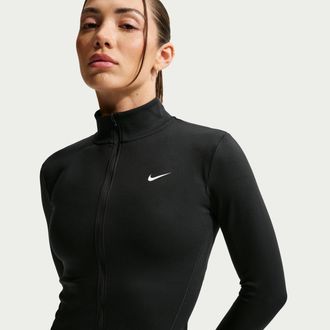 Nike Womens One Fitted Dri-FIT Full-Zip Jacket in Black | IM7046-010