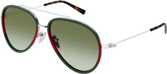 Gucci Sunglasses, male, Green, Size: 56 MM Aviator Sunglasses