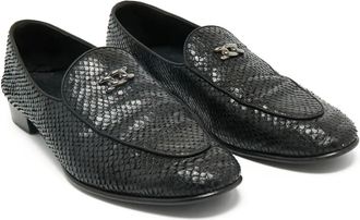 Giuseppe Zanotti Mocassini con effetto serpente - Nero