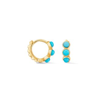 Dower & Hall Small Azure Turquoise Huggie Hoops