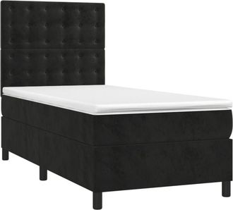 vidaXL Vidaxl - Cama Box Spring Colch&oacute;n Y Led Terciopelo Negro 100x200 Cm
