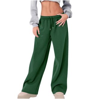 Generic Palazzo Sweatpants for Womens UK 2025 Casual Drawstring Wide Leg Pants Loose Fit Casual Trousers with Pockets High Waisted Straight Legs Joggers Workp