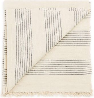 Studio Variously Silica Chalk Off White And Gray Stripes Pattern Soft Handwoven Merino Throw in White/gray at Nordstrom