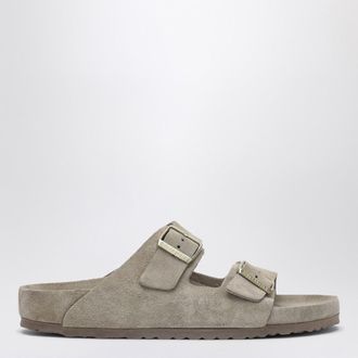 Birkenstock Slide Arizona in pelle scamosciata color taupe