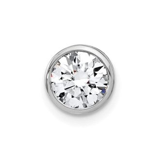 Diamond2Deal 14k White Gold 1 Ct Round Lab Grown Diamond Chain Slide Pendant
