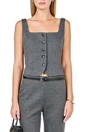endless rose Pinstripe Knit Vest in Grey at Nordstrom, Size X-Small