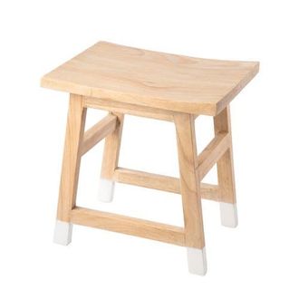 Jonathan Y Designs Finesse Classic Casual Handcrafted Solid Mindi Wood Accent Stool with Tipped Legs in Natural/white at Nordstrom