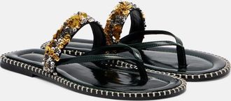 Dries Van Noten Sequined leather thong sandals