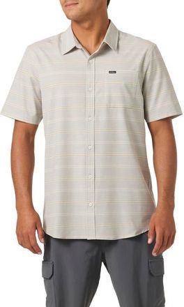 O'Neill Relaxed Fit Short Sleeve Performance Slub Button-Up Shirt in Light Khaki at Nordstrom, Size Xx-Large